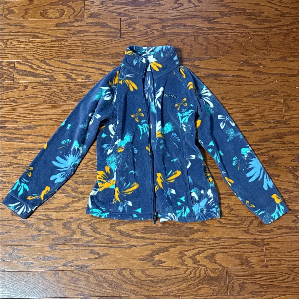 Columbia Kids Puffer Jacket - Navy and Yellow Floral